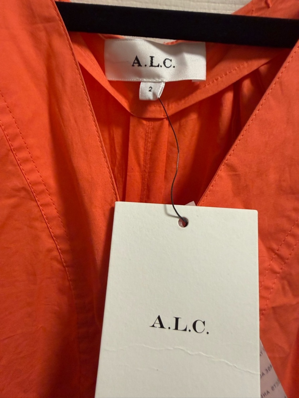 A.L.C. - Haley Cotton V-Neck Mini Dress in Spiced Coral - NWT - Size 2 - Picture 4 of 6